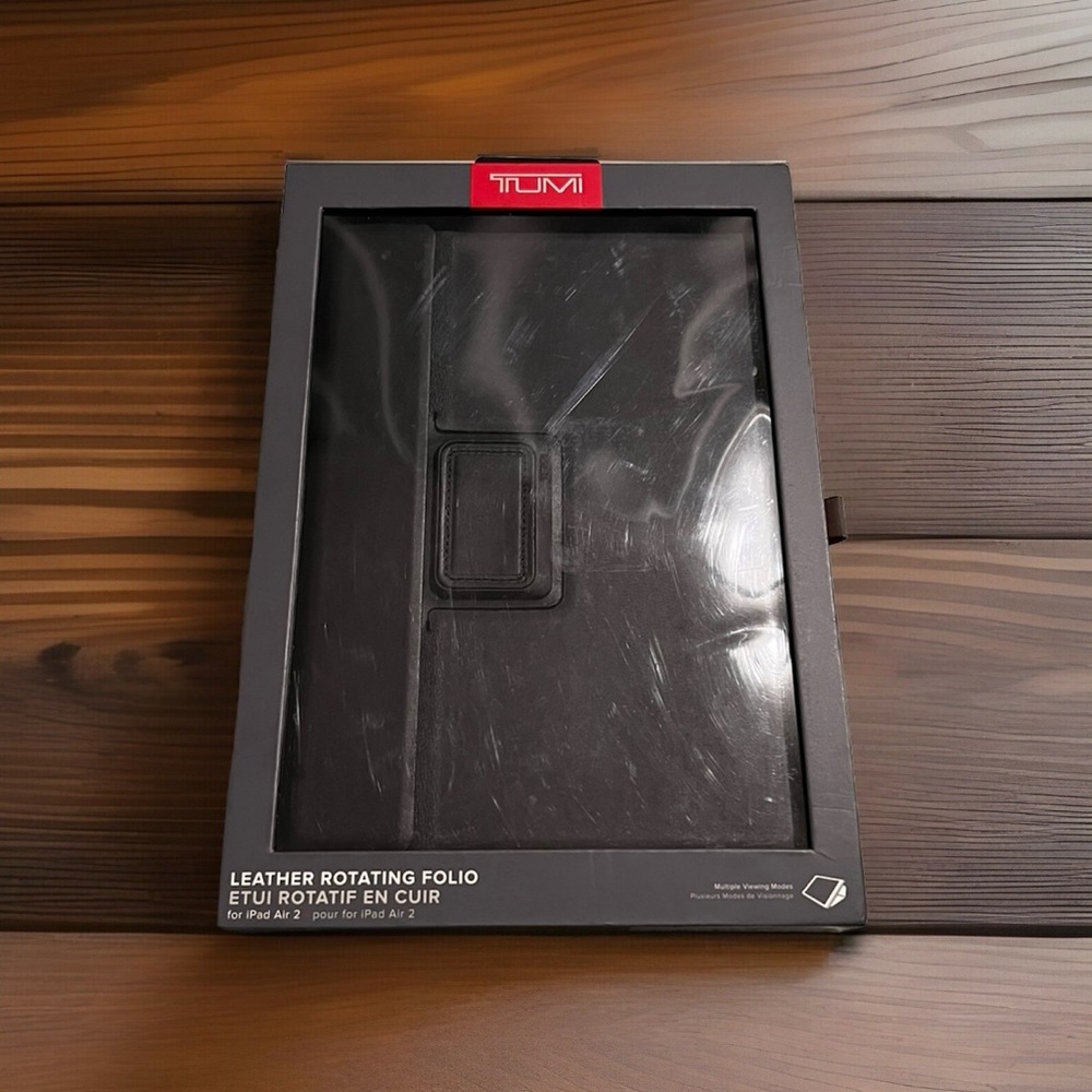 TUMI Leather Rotating Folio Case For iPad Air 2  9.7" Black Leather